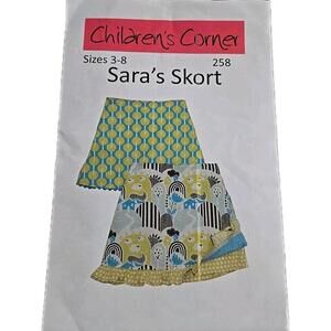 Children's Corner Pattern 258 Sara's Skort Girls Size 3-8 Uncut
